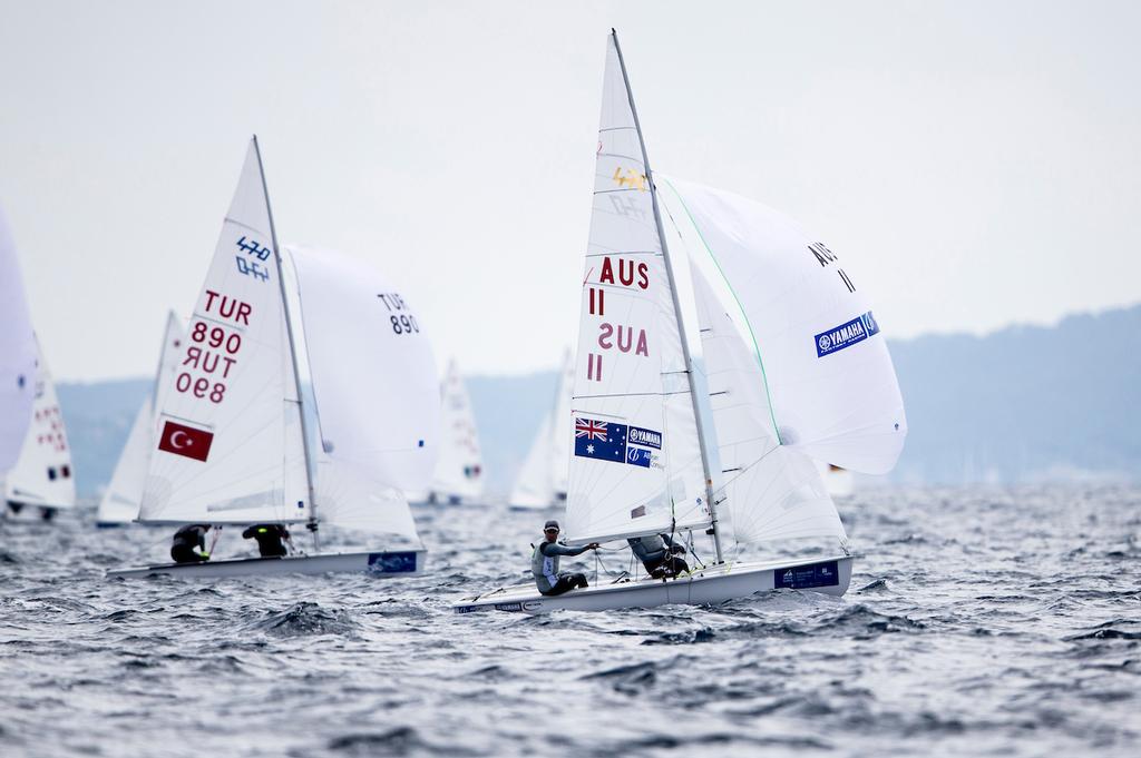 Mat Belcher and Will Ryan on Day 1 2017 Sailing World Cup Hyeres © Pedro Martinez / Sailing Energy http://www.sailingenergy.com/